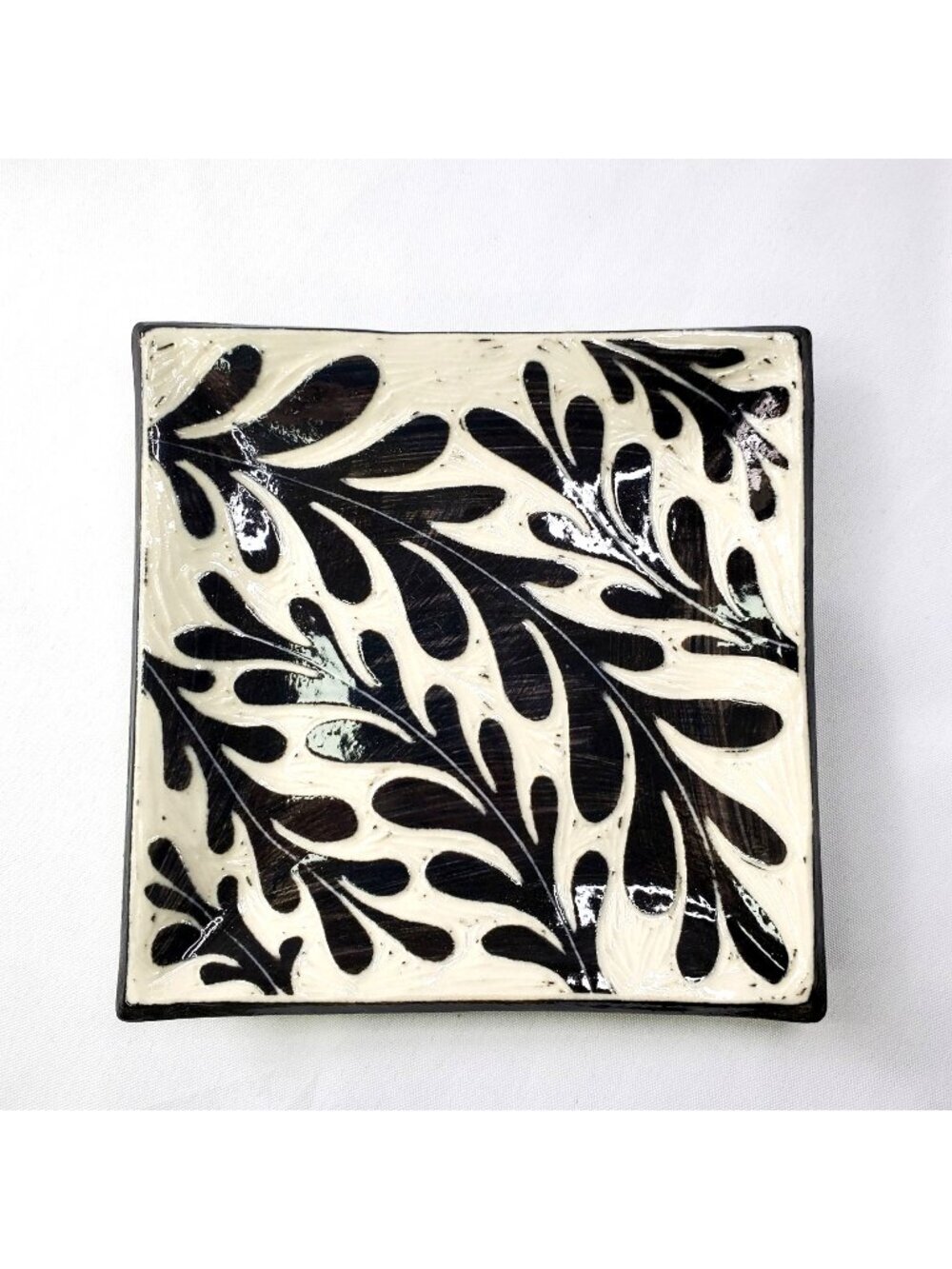 Cream & Black 6x6 Trinket Dish Spirit of the Rocks Pottery Leah & Scott DeCapio